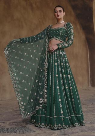 Picture of Lovely Chiffon & Silk Sea Green Lehenga Choli