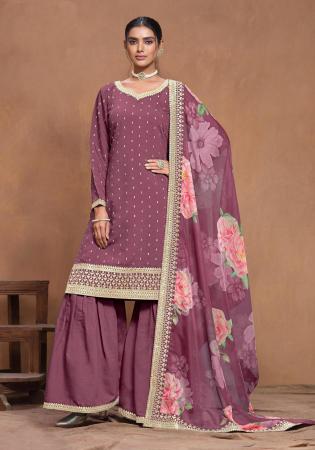 Picture of Nice Silk Dim Gray Straight Cut Salwar Kameez