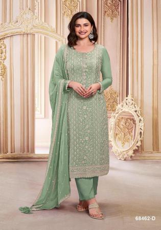 Picture of Georgette Dark Sea Green Straight Cut Salwar Kameez