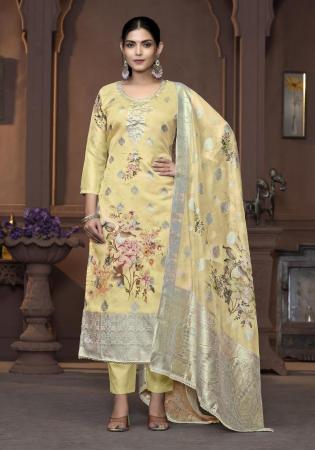 Picture of Organza Lemon Chiffon Straight Cut Salwar Kameez