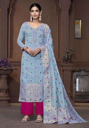 Picture of Taking Rayon Cadet Blue Straight Cut Salwar Kameez