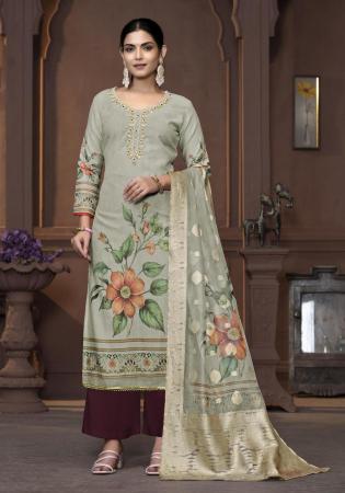 Picture of Grand Cotton Dark Grey Straight Cut Salwar Kameez