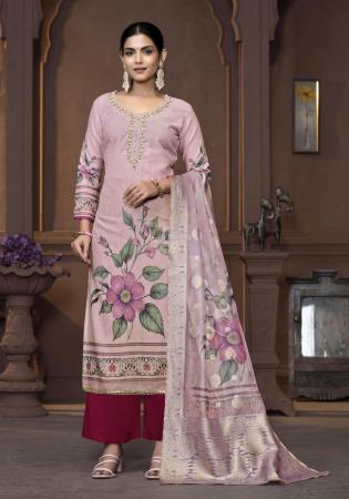 Picture of Bewitching Cotton Rosy Brown Straight Cut Salwar Kameez