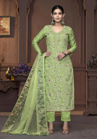 Picture of Cotton Dark Sea Green Straight Cut Salwar Kameez