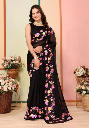 Picture of Splendid Silk & Organza Black Saree