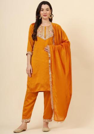 Picture of Stunning Silk Orange Red Readymade Salwar Kameez