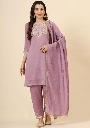 Picture of Gorgeous Silk Plum Readymade Salwar Kameez