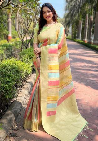 Picture of Statuesque Organza Golden Rod Saree