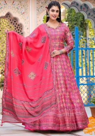 Picture of Graceful Silk Indian Red Readymade Gown