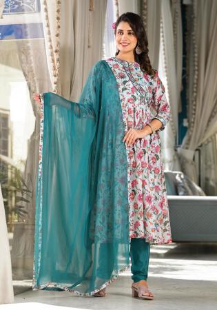 Picture of Georgette & Silk Light Slate Grey Readymade Salwar Kameez