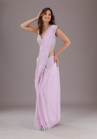 Picture of Pleasing Chiffon Light Steel Blue Saree