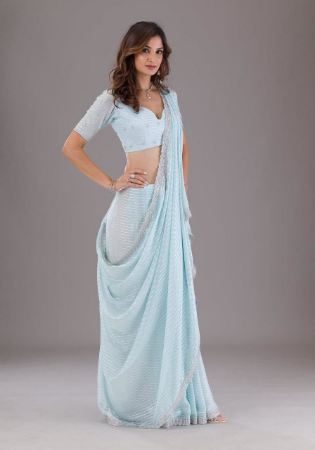 Picture of Gorgeous Chiffon Light Steel Blue Saree