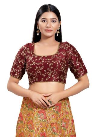 Picture of Nice Net & Silk Maroon Designer Blouse