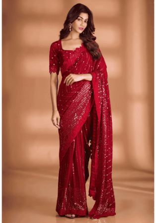 Picture of Enticing Georgette Fire Brick Saree