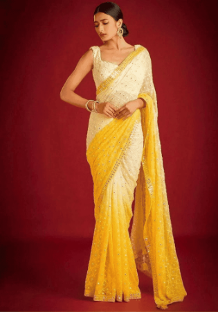 Picture of Shapely Georgette Burly Wood Saree