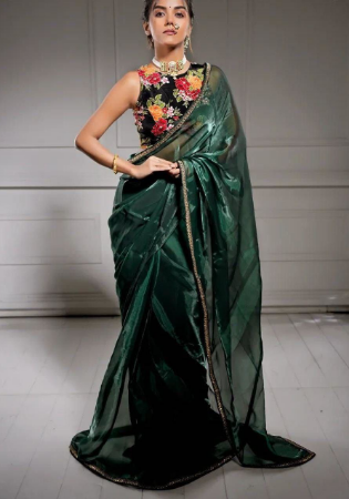 Picture of Exquisite Crepe & Silk Sea Green Saree