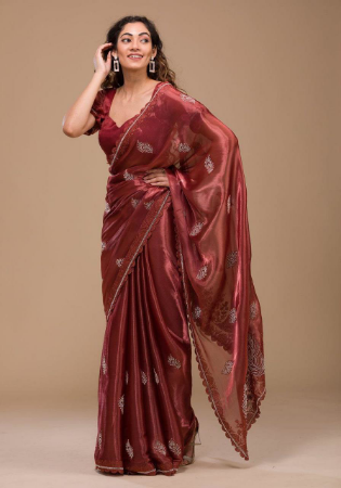 Picture of Marvelous Crepe & Silk Maroon Saree