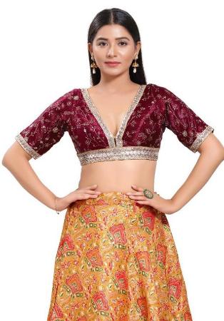 Picture of Classy Net & Silk Maroon Designer Blouse