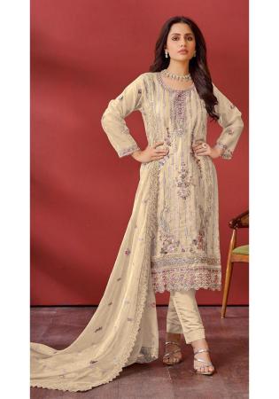 Picture of Statuesque Organza Tan Straight Cut Salwar Kameez