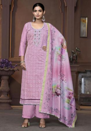 Picture of Chiffon & Organza Plum Straight Cut Salwar Kameez