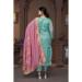 Picture of Chiffon & Organza Cadet Blue Straight Cut Salwar Kameez