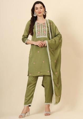 Picture of Radiant Silk Dark Khaki Readymade Salwar Kameez