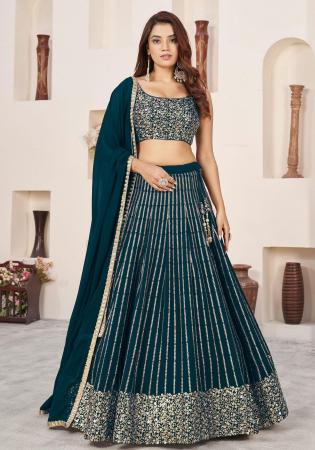 Picture of Beauteous Georgette Dark Green Lehenga Choli