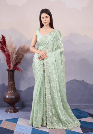 Picture of Bewitching Silk Dark Sea Green Saree