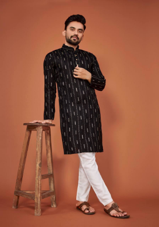 Picture of Fine Cotton Black Kurtas