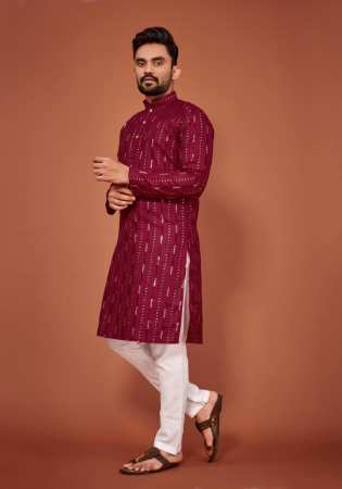 Picture of Beauteous Cotton Maroon Kurtas