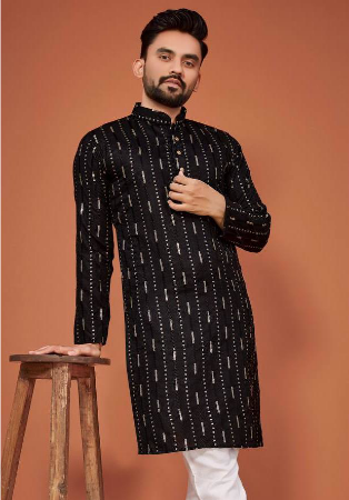 Picture of Lovely Cotton Black Kurtas