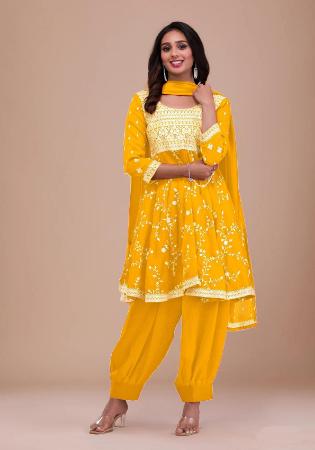 Picture of Good Looking Silk Orange Anarkali Salwar Kameez