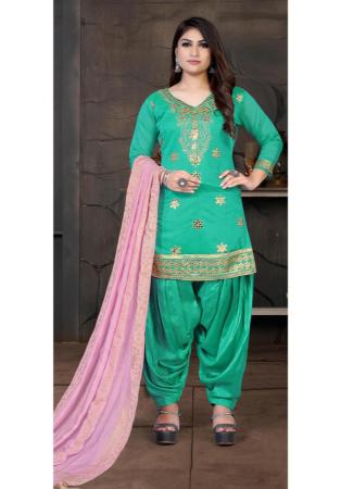 Picture of Chiffon Light Sea Green Straight Cut Salwar Kameez