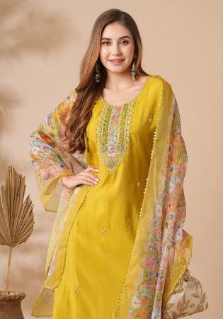 Picture of Sightly Chiffon Golden Rod Readymade Salwar Kameez