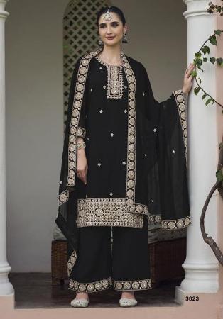 Picture of Georgette Dark Slate Grey Straight Cut Salwar Kameez