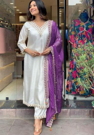 Picture of Sightly Chiffon Off White Readymade Salwar Kameez