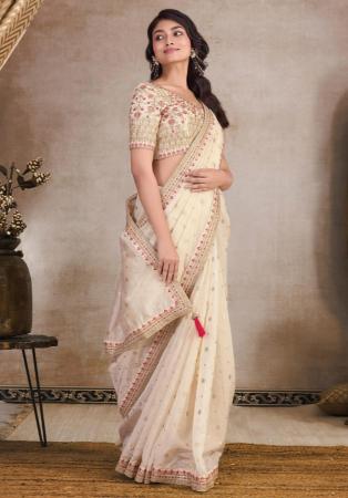 Picture of Pleasing Organza Wheat Saree