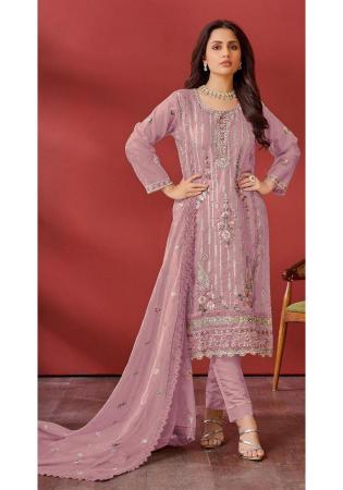 Picture of Georgette Rosy Brown Straight Cut Salwar Kameez