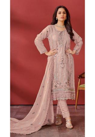 Picture of Pleasing Georgette Tan Straight Cut Salwar Kameez