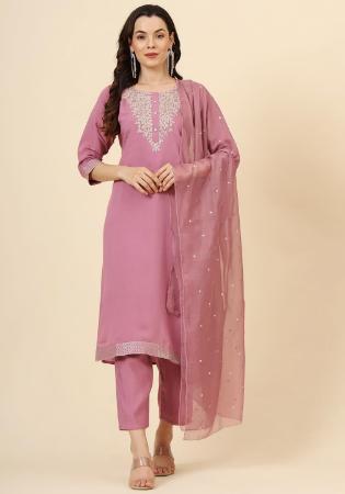 Picture of Appealing Silk Rosy Brown Readymade Salwar Kameez