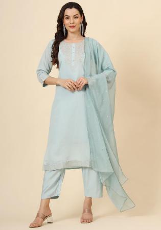 Picture of Silk Light Steel Blue Readymade Salwar Kameez