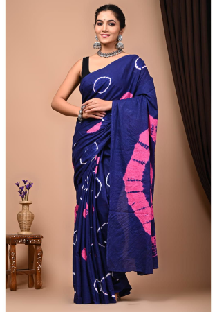 Picture of Comely Satin Dark Slate Blue Saree