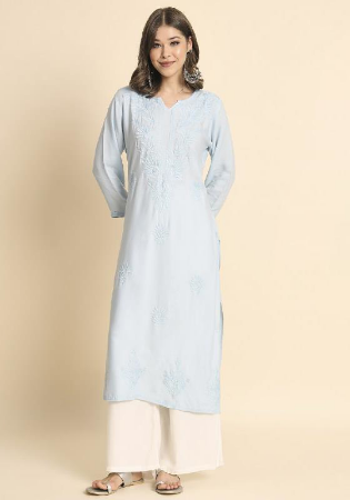 Picture of Fine Rayon Light Steel Blue Kurtis & Tunic