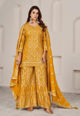 Picture of Chiffon Burly Wood Straight Cut Salwar Kameez