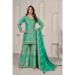 Picture of Admirable Chiffon Dark Cyan Straight Cut Salwar Kameez