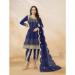 Picture of Net & Silk Midnight Blue Straight Cut Salwar Kameez