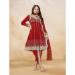 Picture of Net & Silk Fire Brick Straight Cut Salwar Kameez