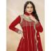 Picture of Net & Silk Fire Brick Straight Cut Salwar Kameez