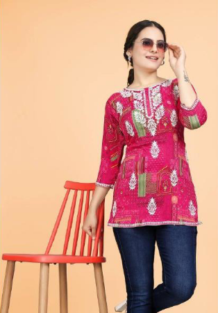 Picture of Rayon & Silk Medium Violet Red Kurtis And Tunic