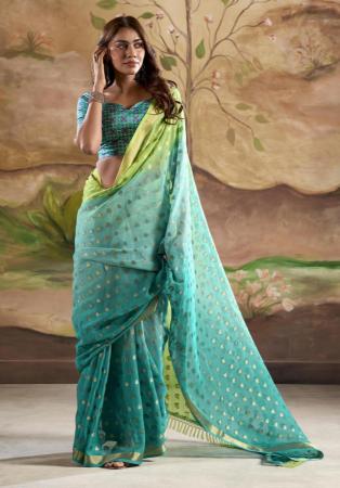 Picture of Amazing Georgette Dark Cyan Saree